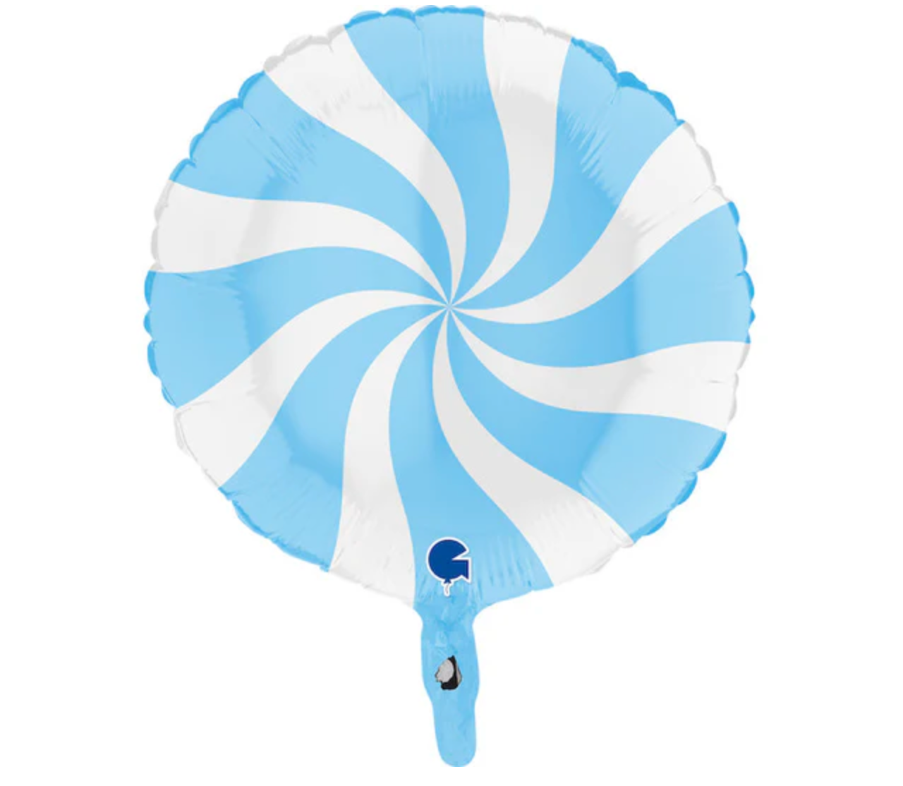 Candy Swirly White-Matte Blue Foil Balloon