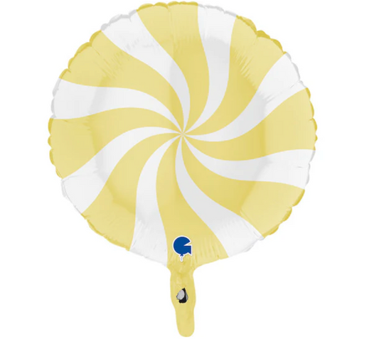 Candy Swirly White-Matte Yellow Foil Balloon