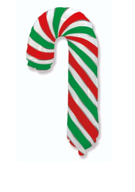 39" Large Red/White And Green  Candy Cane Foil Balloon