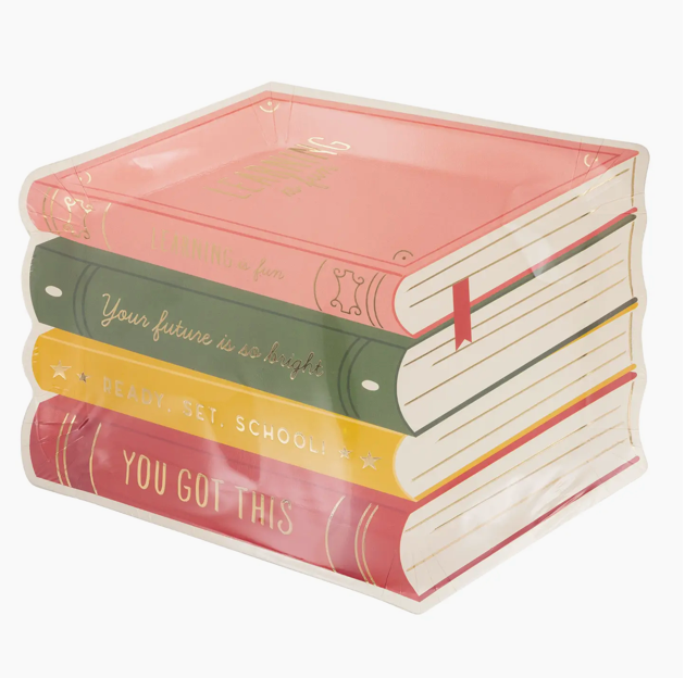 Stack of Books Paper Plate